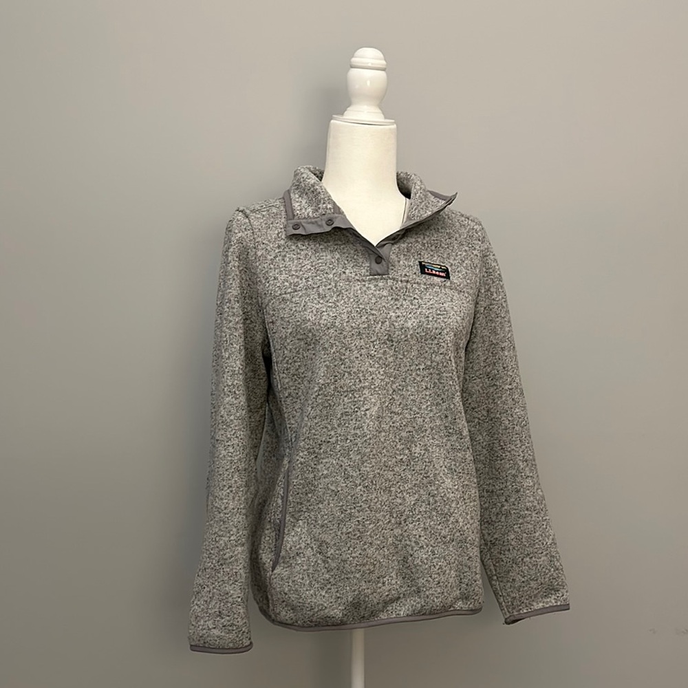 LLBean Gray Snap-T Pullover
